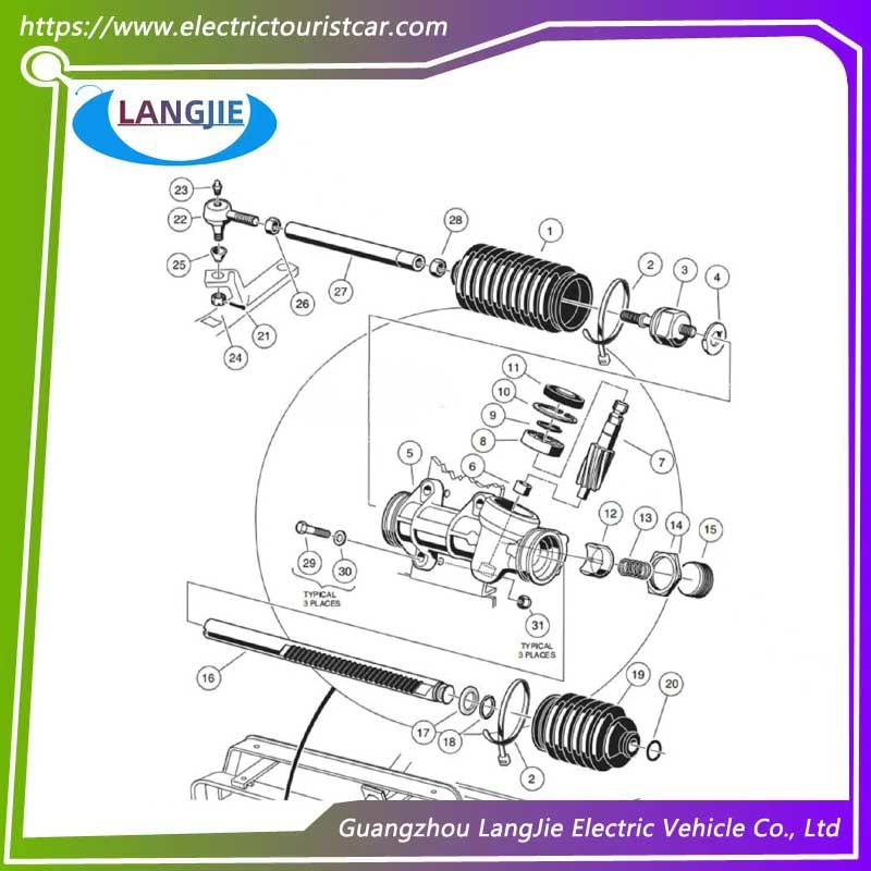 Golf Cart Steering Gear 103601501 Club Car DS 1984-2004