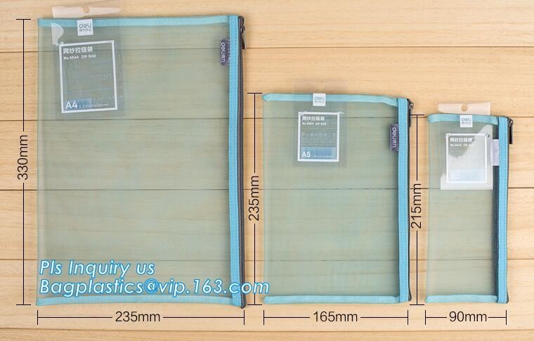 promotion pvc binder file A4 mesh zipper waterproof bag from professional manufacturer, A4 A5 clear nylon mesh file fold