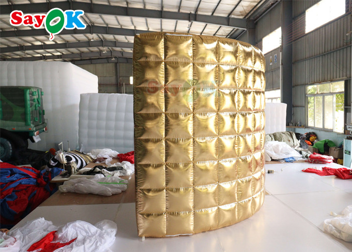 Portable Golden Inflatable Photo Booth Wall Led Lighting Curve Backdrop Photobooth Enclosure