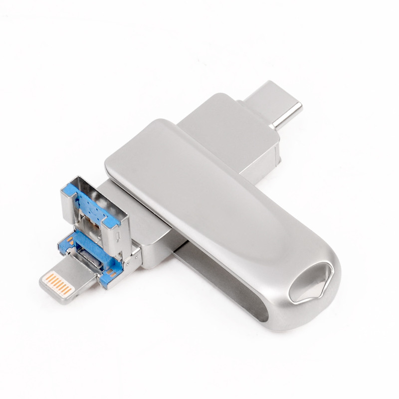 Silver TYPE C usb 3 in one featuring USB 2.0 USB 3.0 And Type C Connector