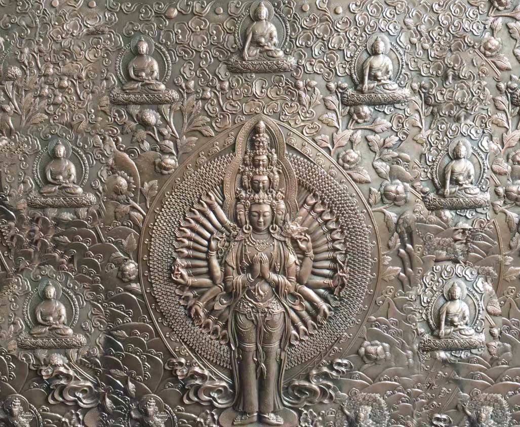 2.5m Height Bronze Relief Sculpture Ancient Casting Buddha For Indoor Decoration