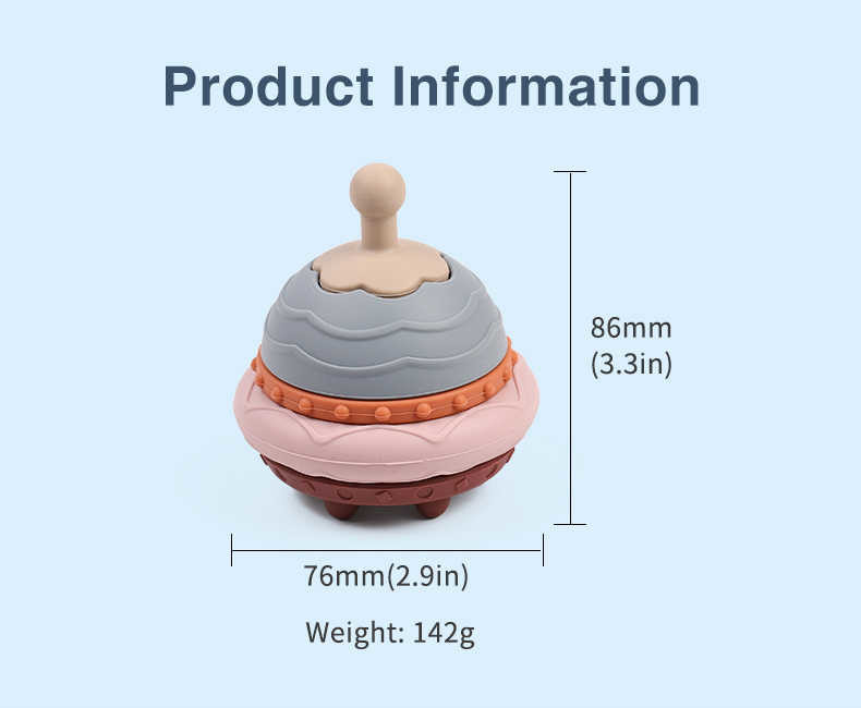 2 To 4 Years Old Baby Silicone Toys EN71 Silicone Stacking Blocks