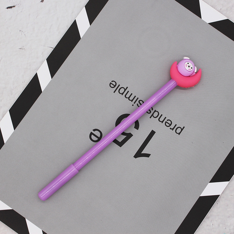 Stationery Supplies Plastic Cartoon 0.38mm Beautiful Black Gel Pen for Office and School