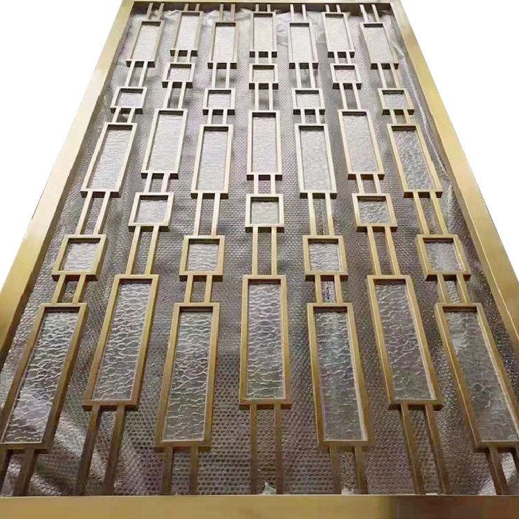 Laser cut stainless steel strong frame art glass room divider