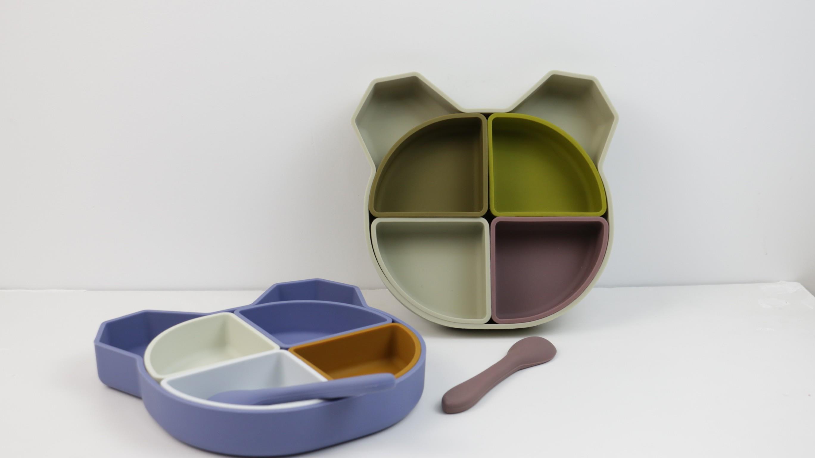 Custom BPA Free Baby Food Bowl Set , Food Grade Suction Baby Silicone Bowl