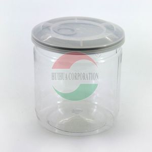  Free Sample Transparent Round Shape Plastic PET Can , Empty Easy Open Can For Food Manufactures