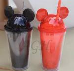 Double Wall Acrylic Cups BPA Free 16oz Plastic Dome Mouse Ears Lid