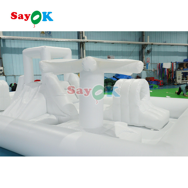 Customized Fashionable Mini White Splash Pad Water Park Inflatable Obstacle Course Playground Castle Slide Combo