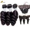 Buy cheap Loose Wave Brazilian Kinky Curly Virgin Hair Packs With Frontal Lace Closure from wholesalers