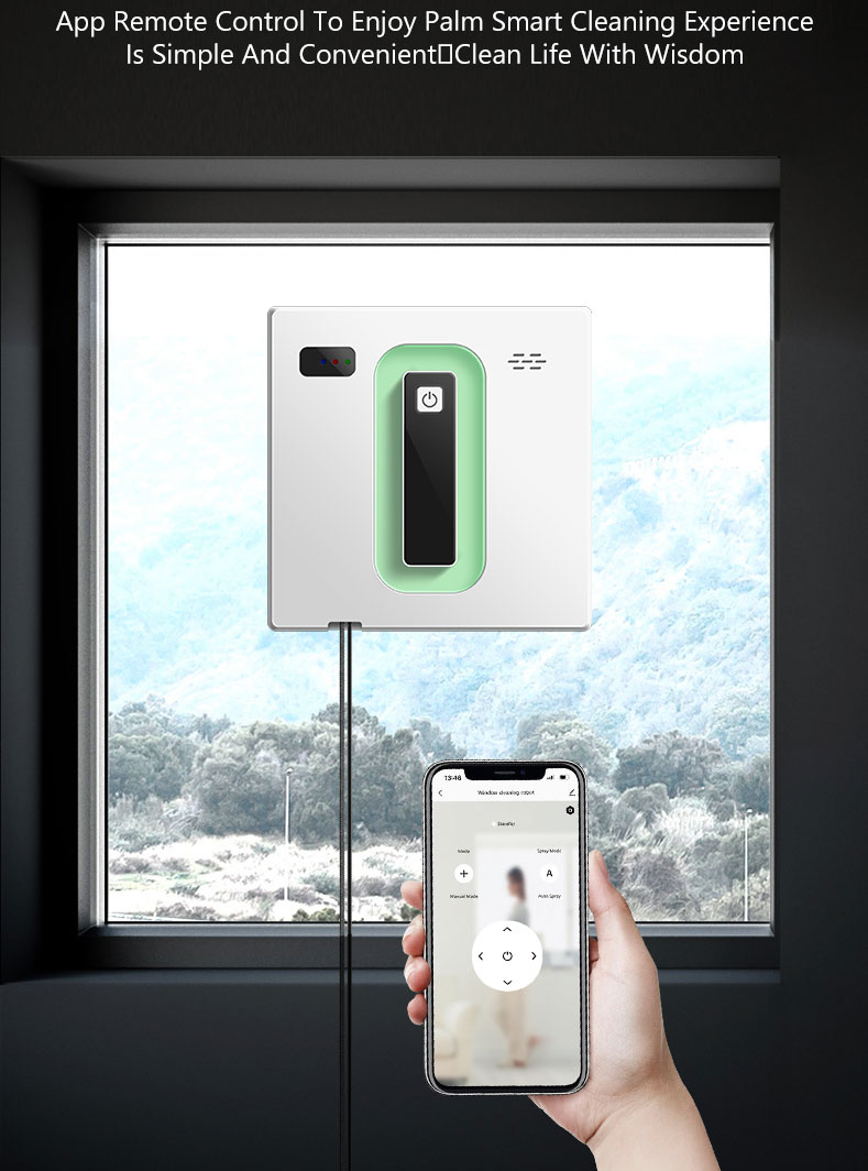 2500Pa Suction aborb App-Controlled Fine Filtration Window Cleaning Robot for Home