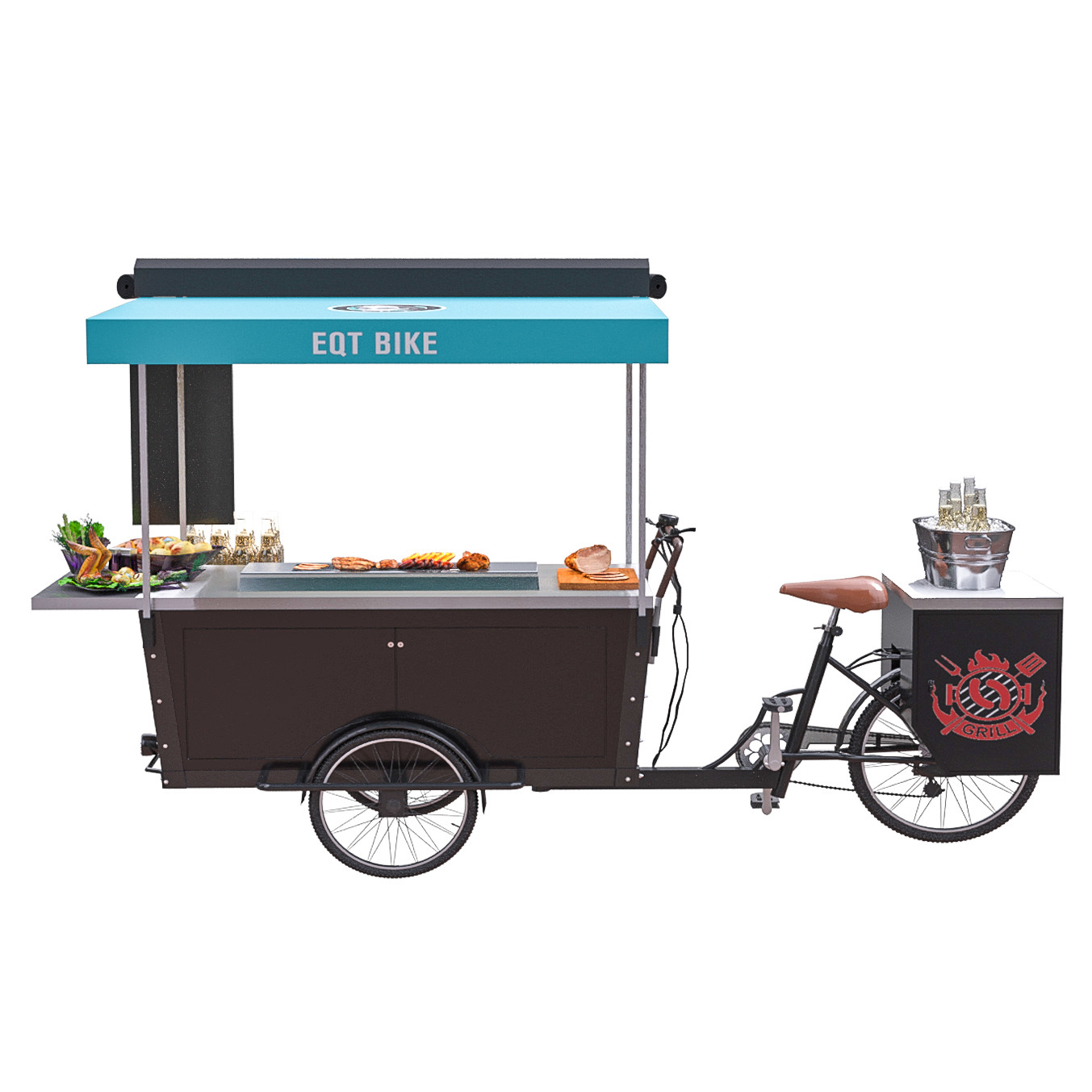 Street Mobile Grill Tricycle Fast Food Vending Cart