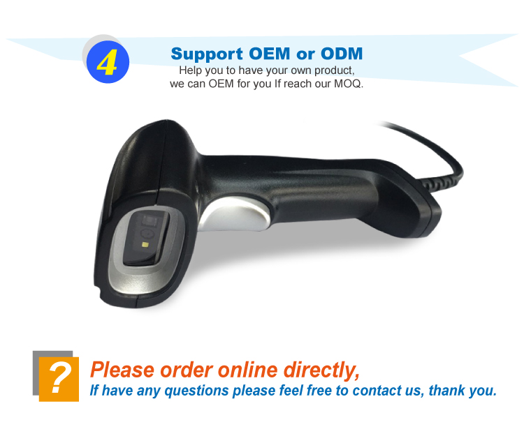 Bimi 2D Barcode Scanner for Supermarket or Restaurant USB Wired Handheld Barcode Reader