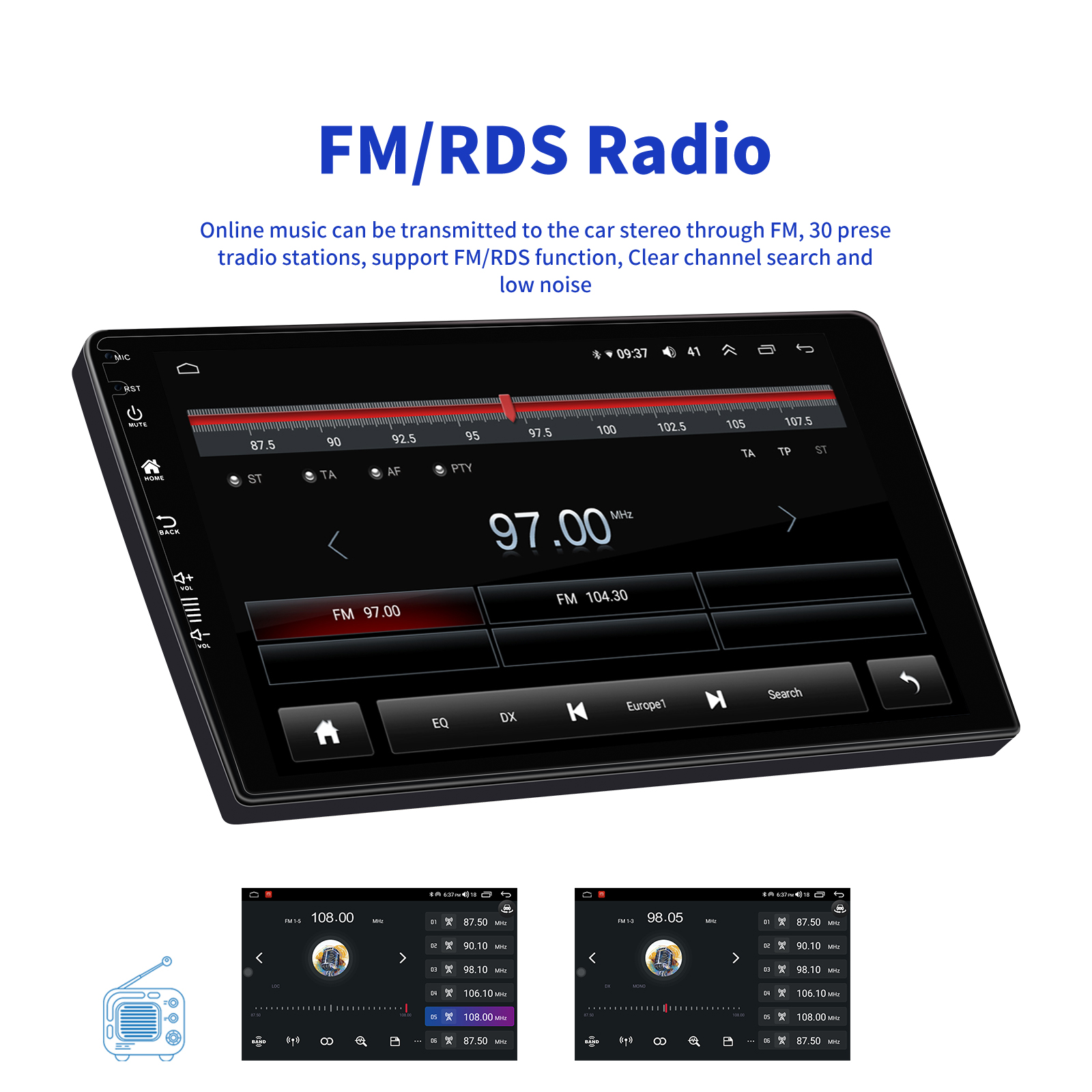 Dashboard Placement 10 Inch 2.5D-IPS Screen Car Radio with Bluetooth and Navigation GPS