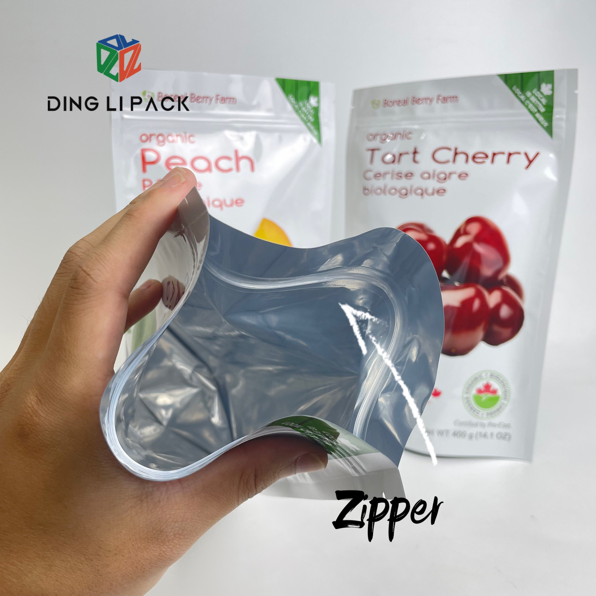 Custom print plastic food grade resealable stand up pouch metallic frosted dried fruit packing bags with plastic zipper