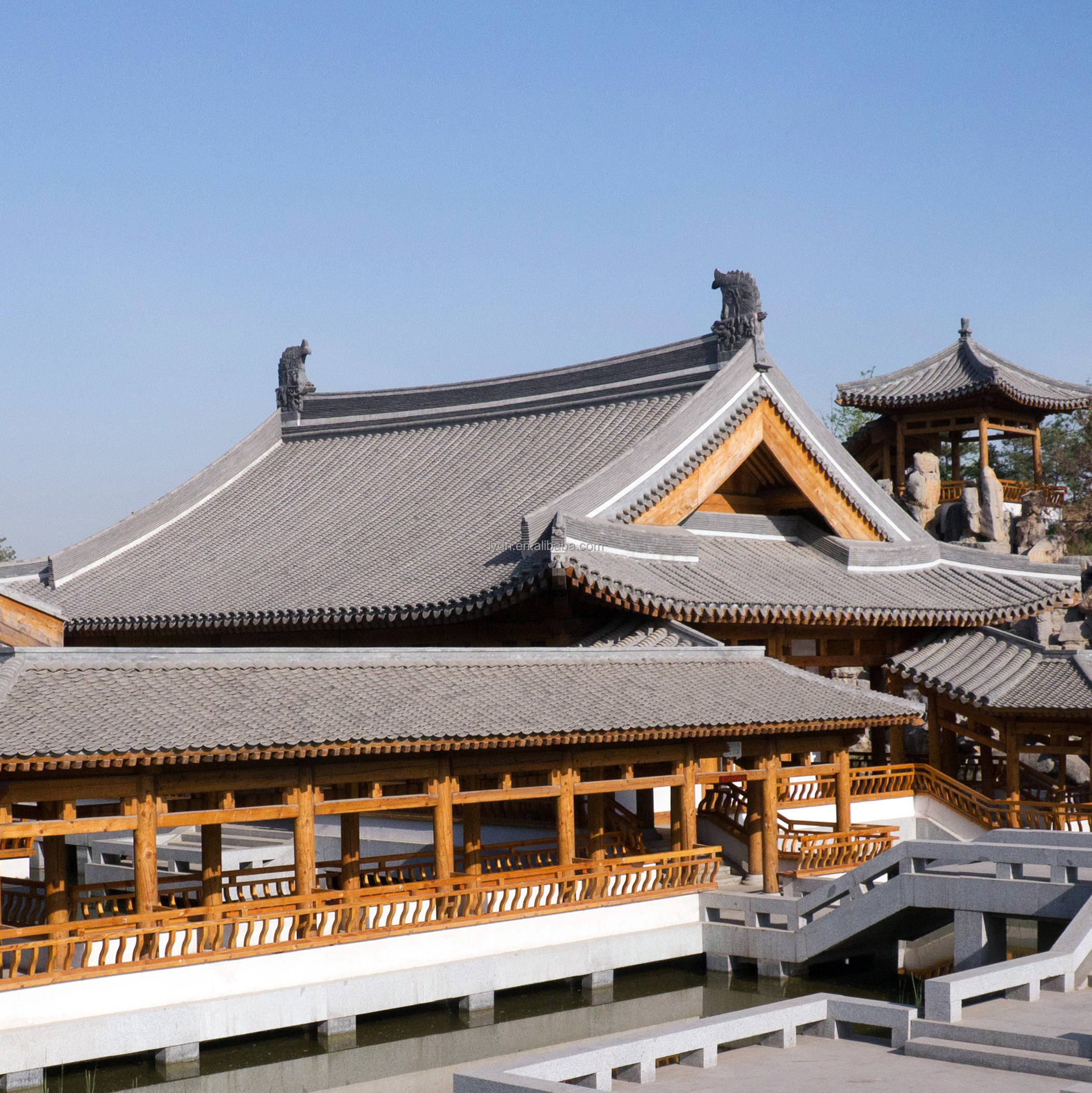 180*180mm Compressive Strength 1500N Chinese Roof Tiles for Buddhist Temple Traditional Material