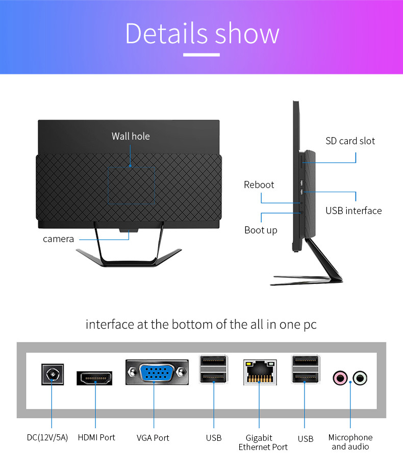DDR4 4GB I5 3340 21.5 Inch All In One PC Silent Operation