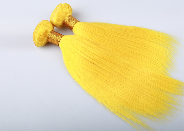 Yellow Single Drawn Virgin Human Hair Extensions No Tangle And No Shedding