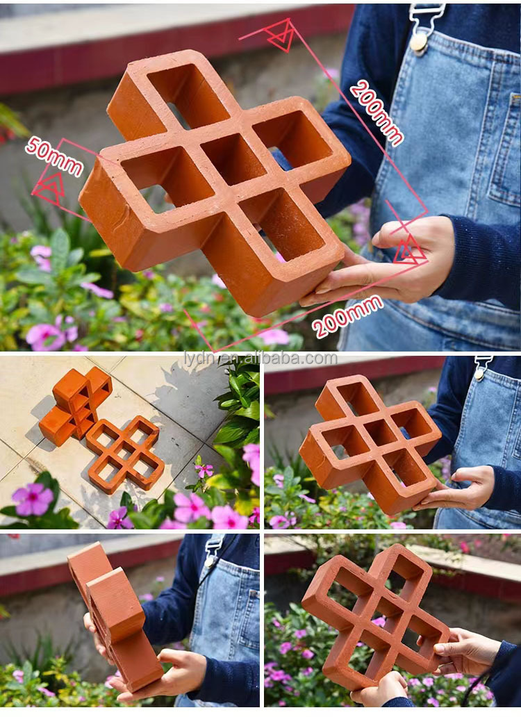 Matt Surface Terracotta Breeze Blocks Panels For M-Shaped Yellow Clay Bricks And Wind Screen Tiles