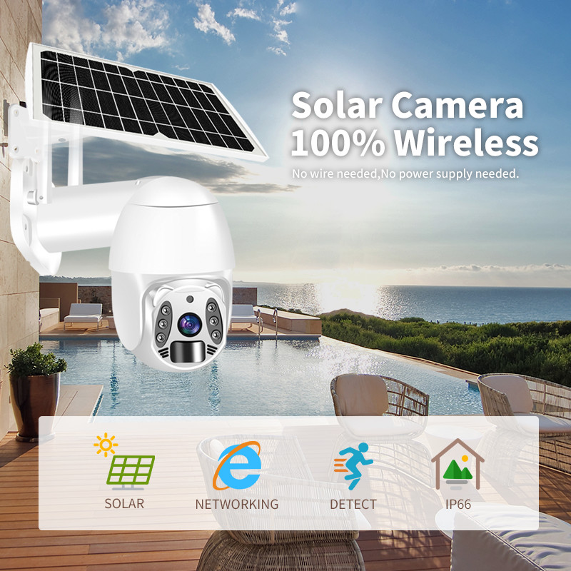 Night Vision Solar Security PTZ Camera Tuya Wifi / 4G Cloud Storage IP Camera
