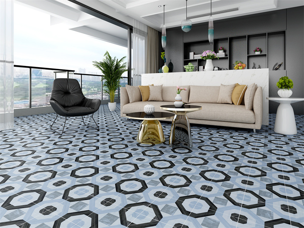 No Fade 200x200mm Wall Ceramic Rustic Tiles And Blue Floor Tile For Living Room And Kitchen