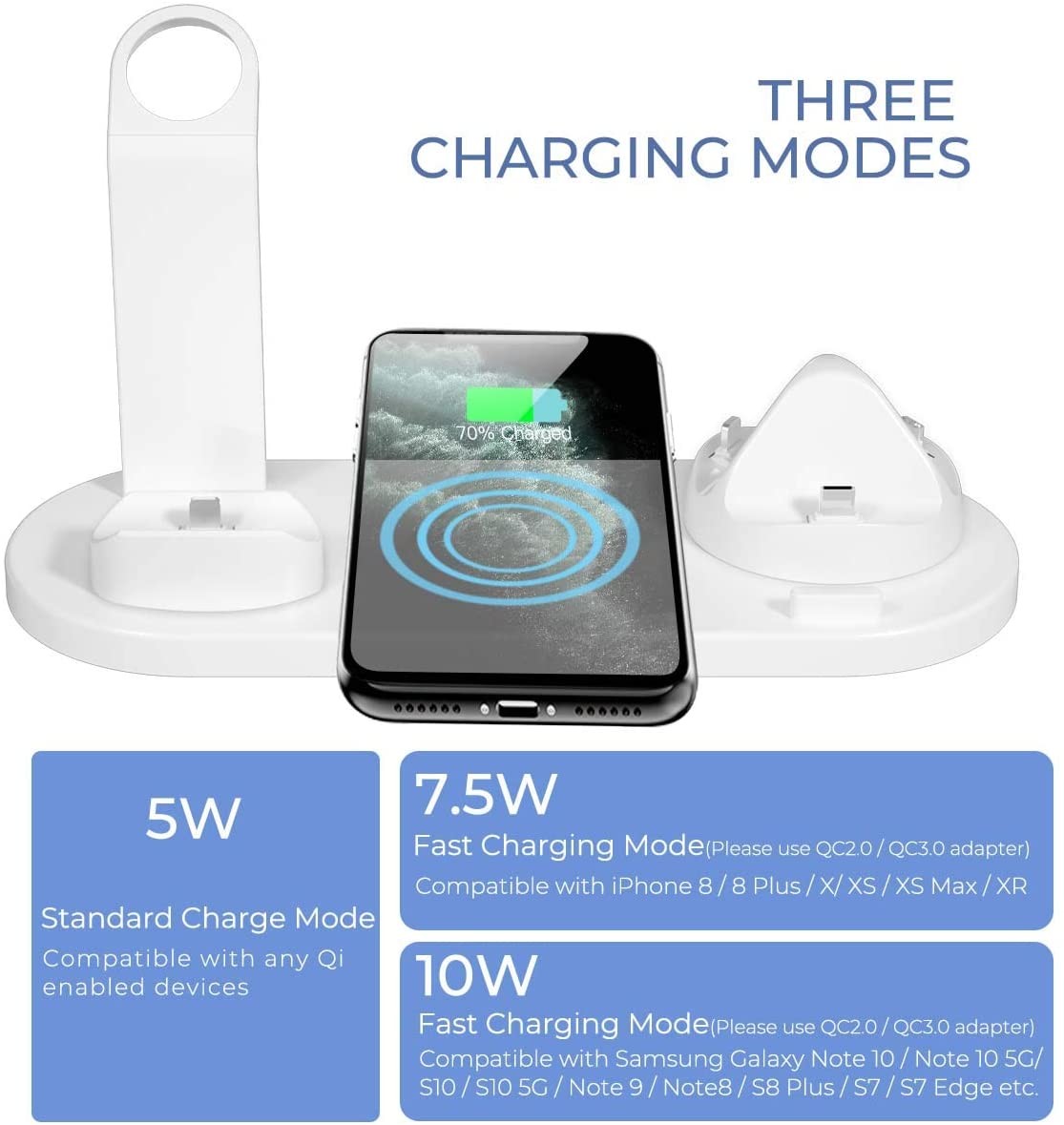 OEM Foldable 4 In 1 Wireless Charging Stand , FCC Wireless Charging Phone Holder