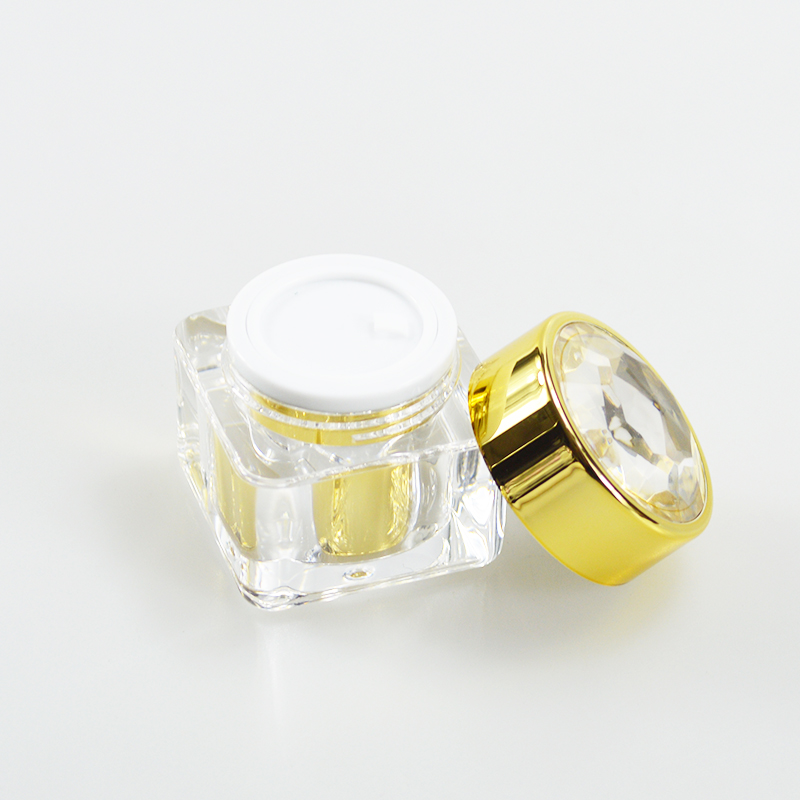 Reusable Cosmetic Packaging Container 10g Gold Eye Cream Acrylic Plastic Jar Material