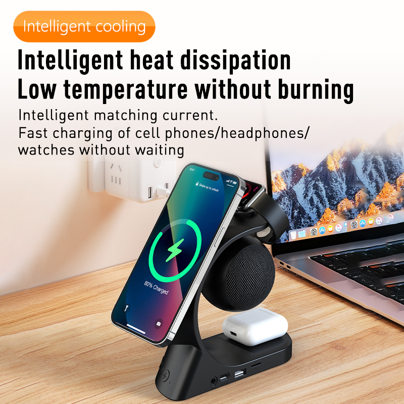 5W Output Power Magnetic Charging Station for iPhone Portable Speakers Earphone and Watch