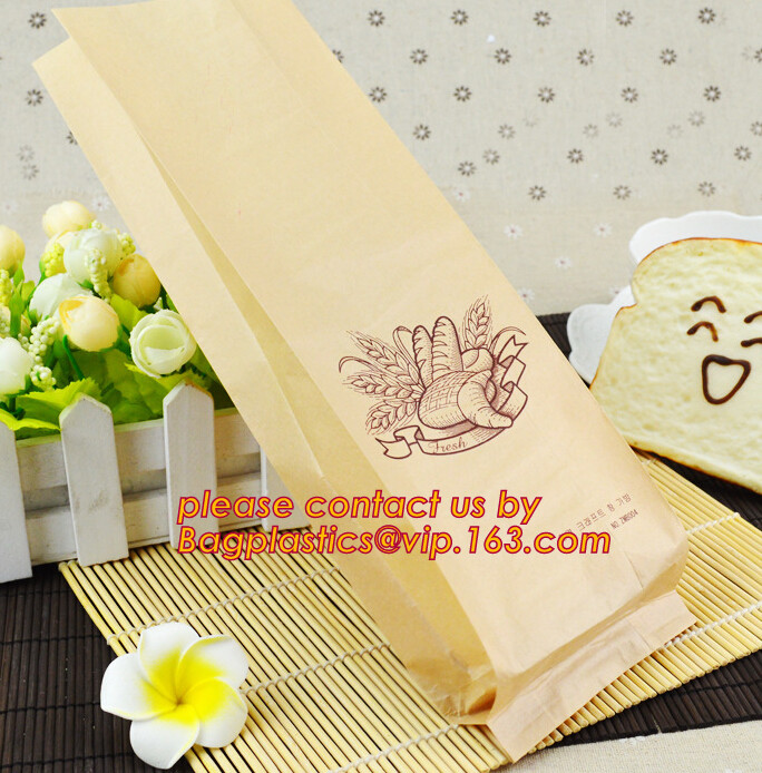 Recyclable sandwich bread food packaging brown paper bag,square bottom fod bag,Gift Food Bread Candy Wedding Party Bags