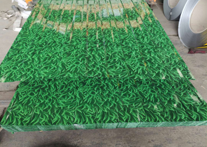 Green Grass Pattern Color Coated Metal Tiles Trapezoidal SS80 Grade Nippon Paint Corrugated Metal Wall Panels