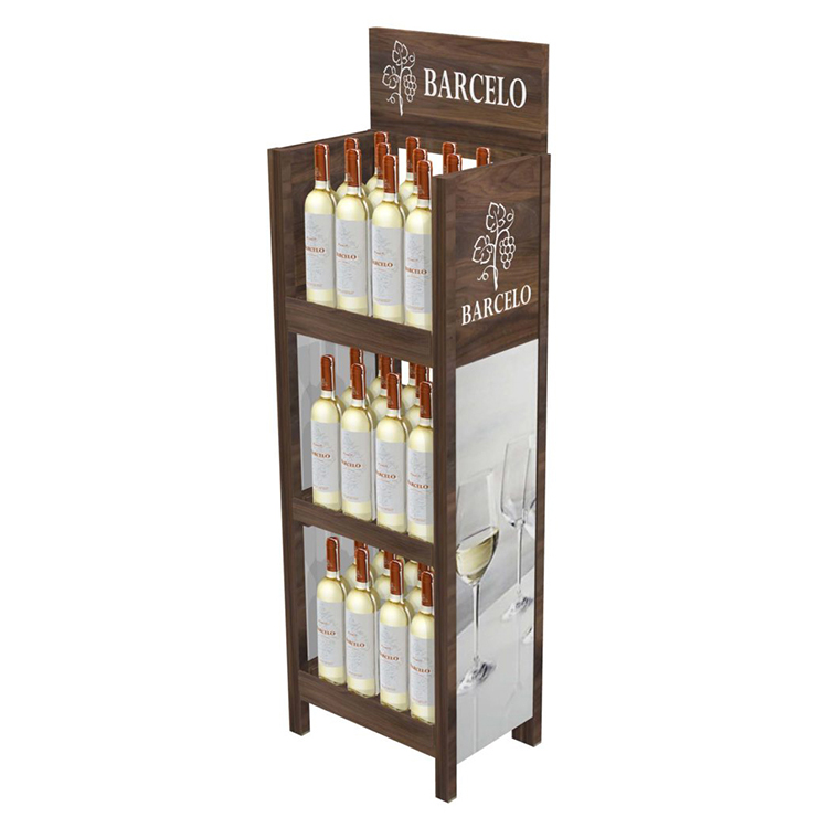 Double Sided Wine Display Stand Grocery Solid Wood Display Stand For Tequila