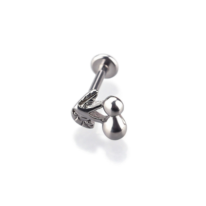 Stainless Steel Internally 16g Labret Lip Ring Cherry Shape Lip Stud Body Piercing Jewelry
