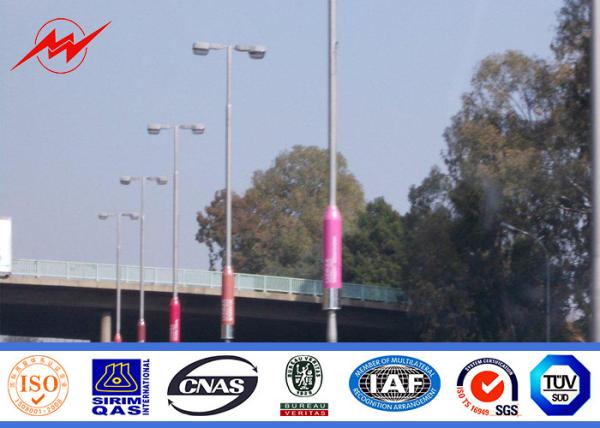 12m Double Arm Powder Painting Galvanized Steel Pole Q326 Material For Road