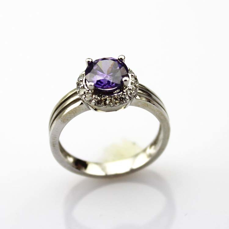 Women Jewelry 925 Silver Ring with Blue Topaz Cubic Zircon (R5)