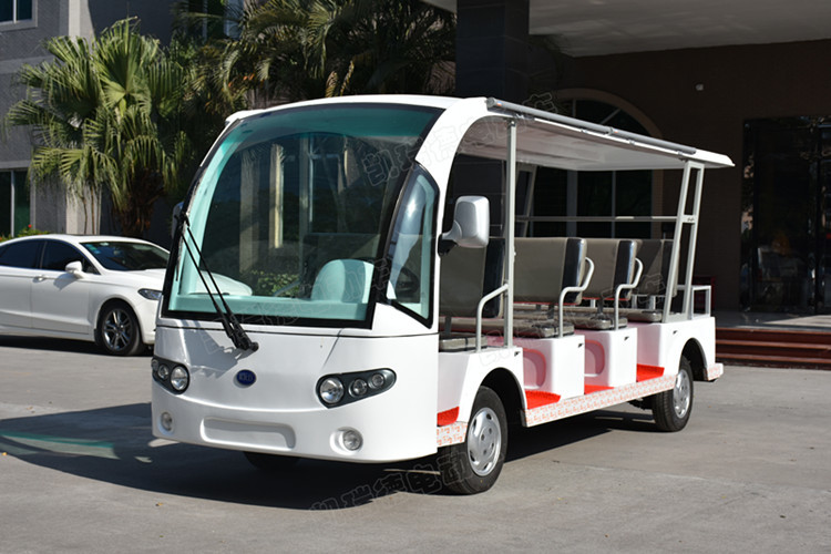 Standard Electric Sightseeing Bus With Four Wheels Hydraulic Braking System