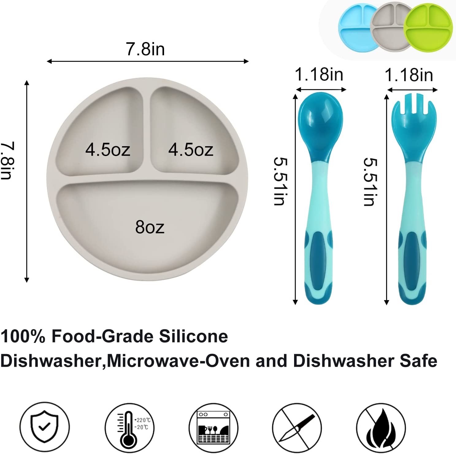 Multiscene Harmless Silicone Dinnerware Set Suction Plates Food Grade