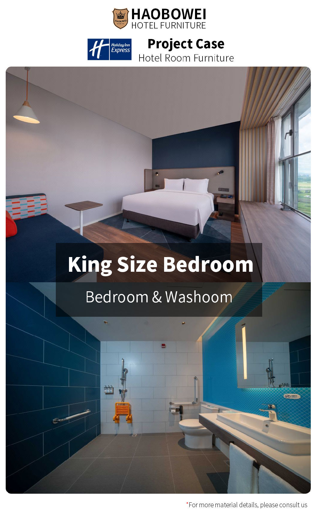 Four Star Hotel China Modern Style Standard King Size Bedroom Furniture Set