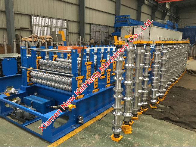 Three Layer / Level Corrugated Steel Panel Roll Forming Machine For Roofing