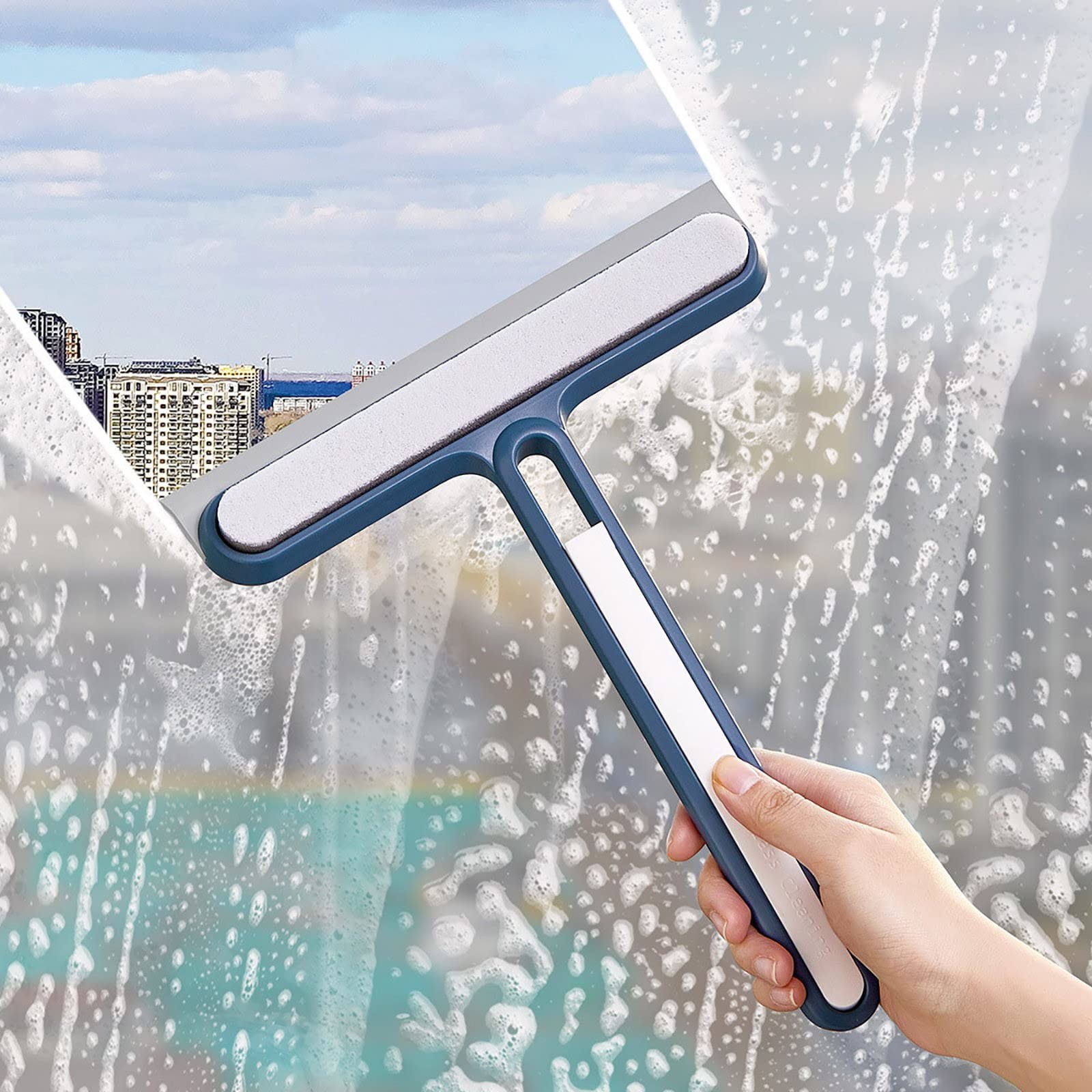 4In1 Dual Sided Glass Wiper Scraper Brush Household Squeegees Brooks Window Cleaning Tool Kit