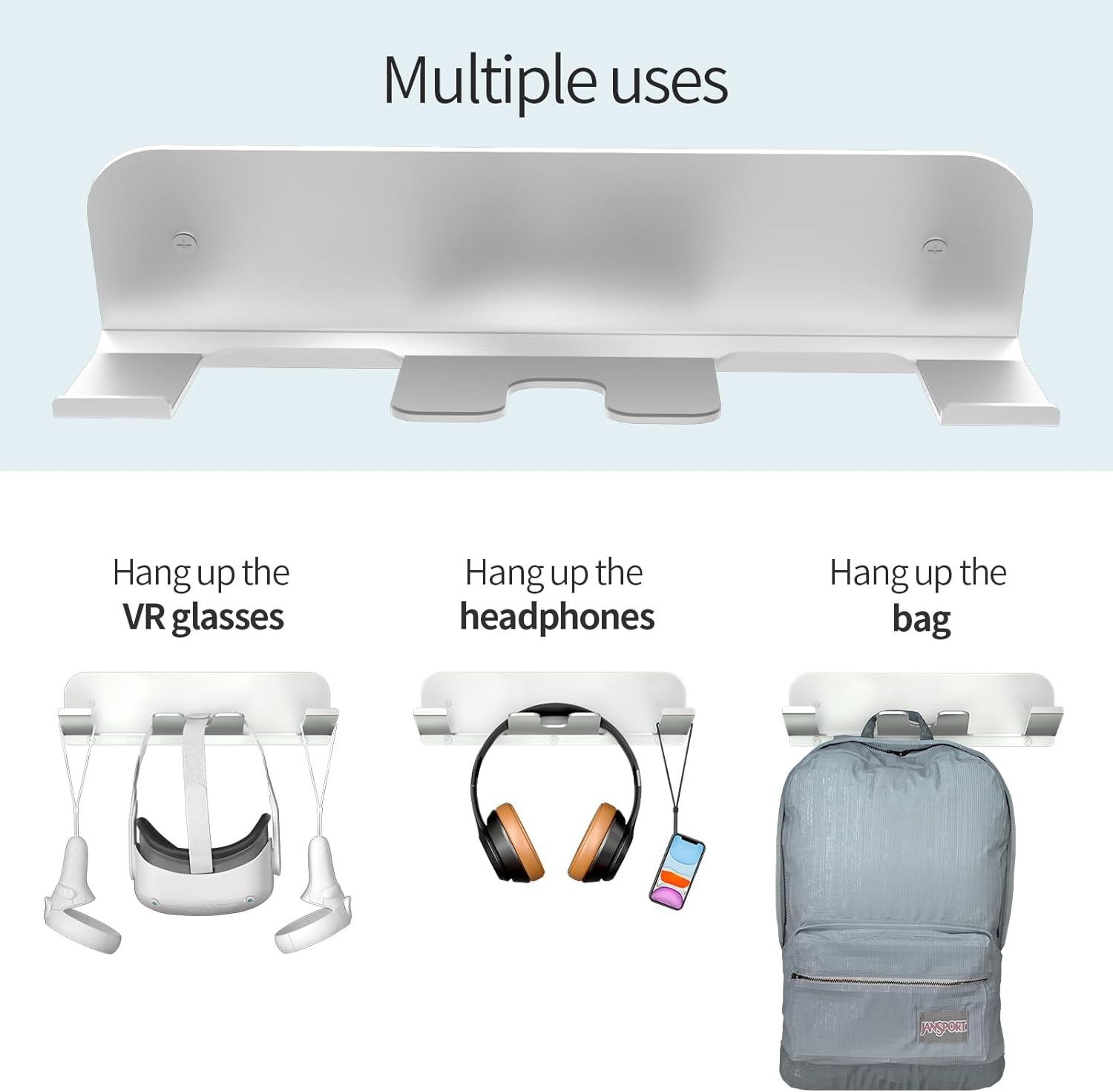 Hanging Wall Mounted Shelves VR Wall Mount Storage Holder VR Headset Stand for Oculus Quest 2 / Rift-S/Vive Pro