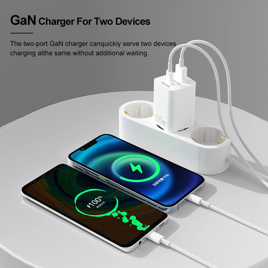 20W GaN Fast Charger Block 2 Port For MacBook Pro / Laptop / IPhone 15 / Tablet