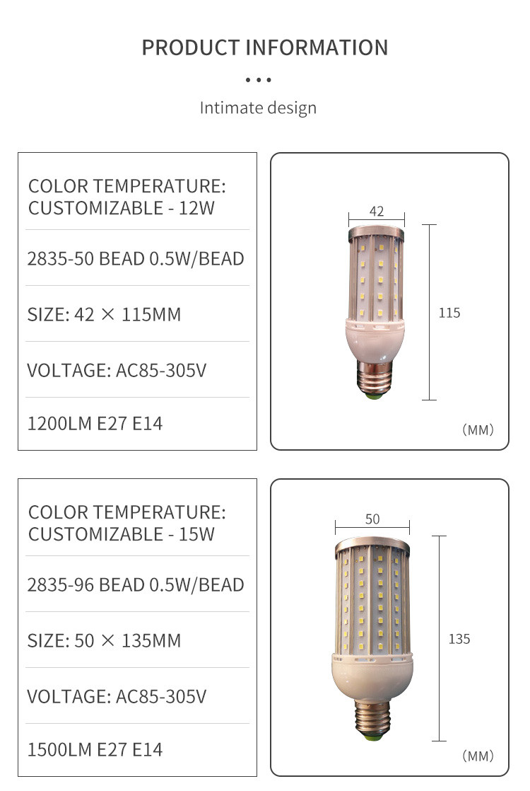 No Dead Angle Luminescence LED Corn Cob Lamps 1500LM e27 e24