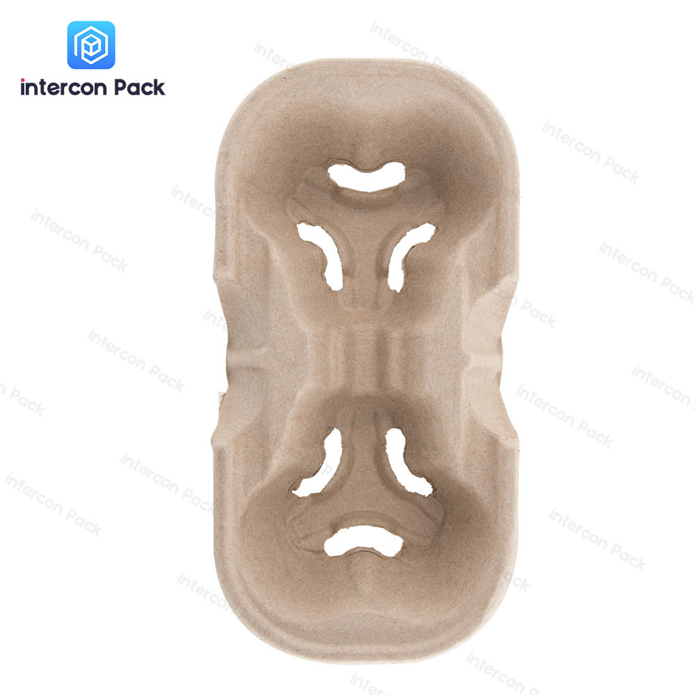 Renewable Pulp Molded Trays Takeaway Coffee Milk Tea Buffer Packing Material