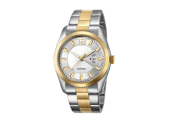 Water Resistant Men's Quartz Wrist Watch Stainless Steel Solid Bracelet Sapphire