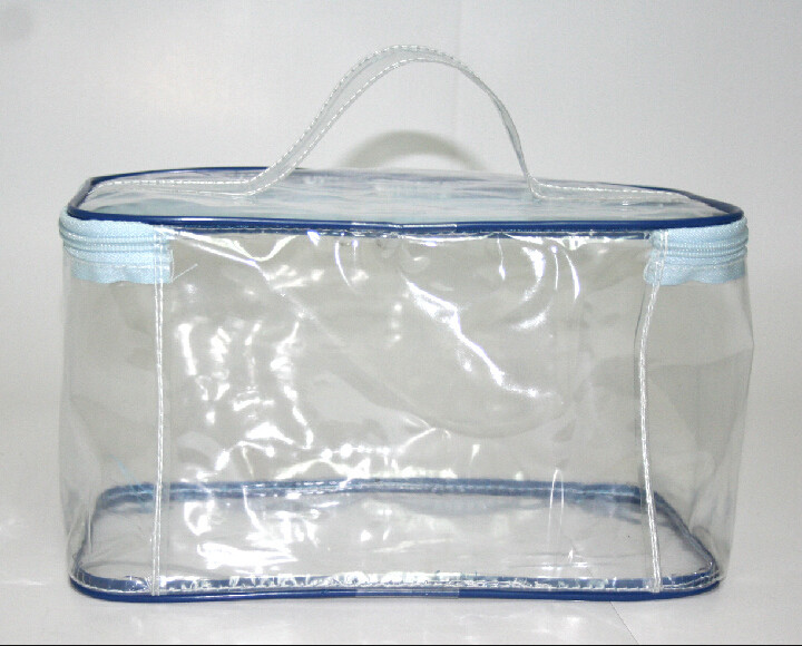 Clear Transparent Makeup Bag , Waterproof Cosmetic Travel Bag With Handle