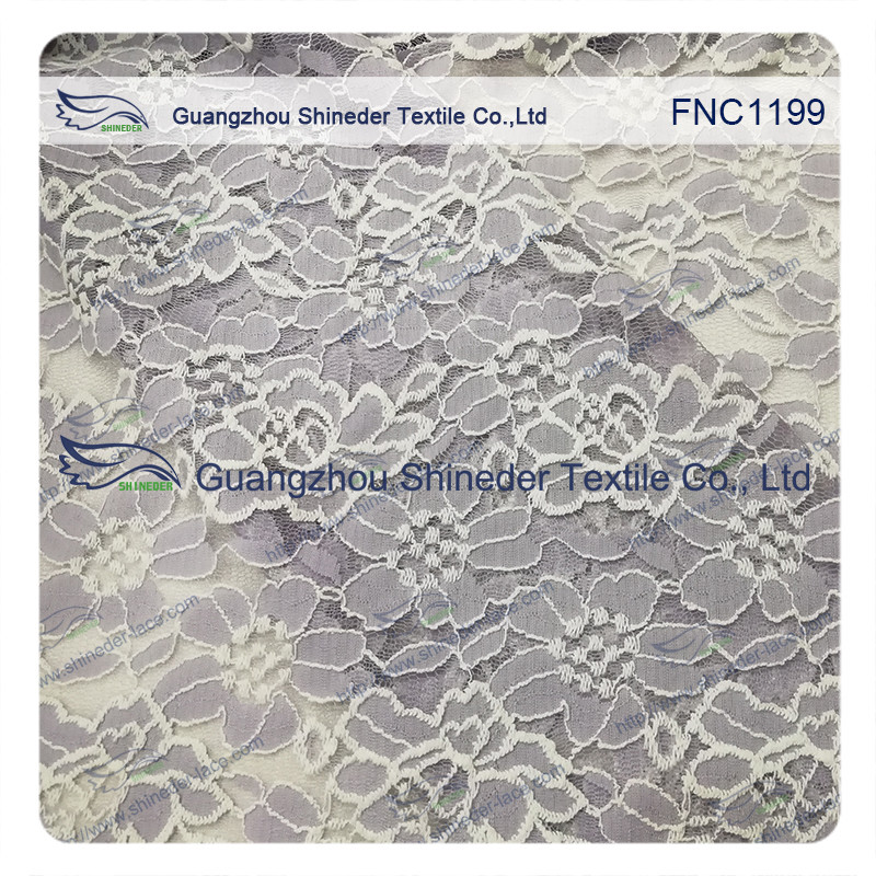 Cotton Nylon Lace Fabric of Floral pattern for Fashion Garments, Wedding Dress