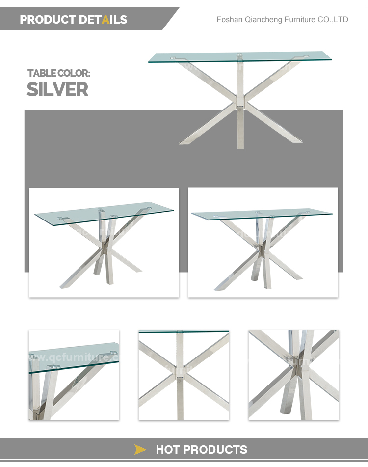 Steady 0.52CBM Italian Style Console Table Glass Top 12mm For Home