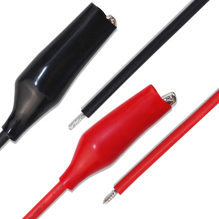 Black Red Single Alligator Clip Test Power Cable