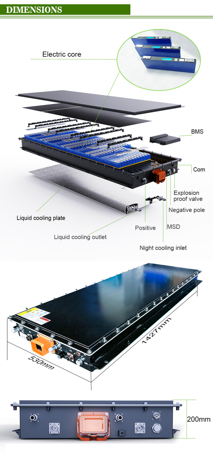 High quality 666V LIFEPO4 battery pack 150kwh 200kwh for Electric car/bus/ truck