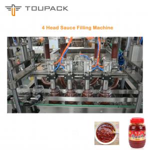 China PLC Sauce Packaging Machine Thick Broad Bean Sauce Filling 4 Head Liquid Filling System on sale