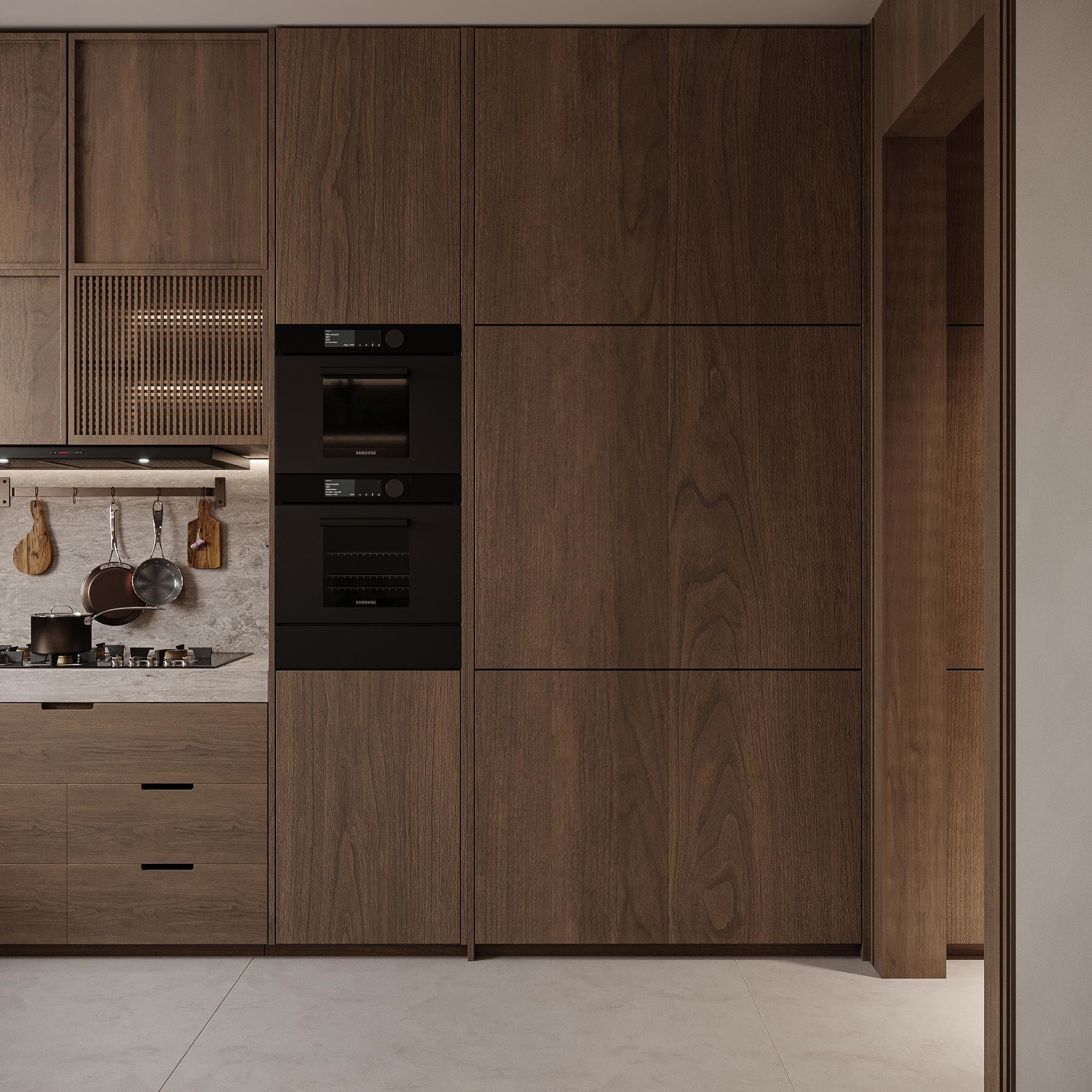 Modern Wooden Veneer Melamine Finished Kitchen Cupboard Island White Kitchen Cabinet For Apartment